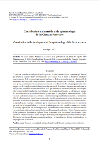 Contribución al desarrollo de la epistemología de las Ciencias Forestales