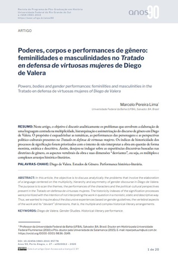 Poderes, corpos e performances de gênero: feminilidades e masculinidades no Tratado en defensa de virtuosas mujeres de Diego de Valera