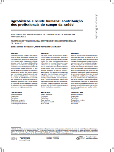 Agrotóxicos e saúde humana: contribuição dos profissionais do campo da saúde