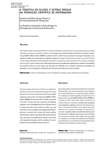 A temática do álcool e outras drogas na produção científica de enfermagem