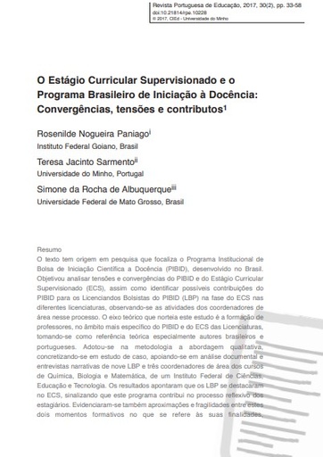 O Estágio Curricular Supervisionado e o Programa Brasileiro de Iniciação à Docência: Convergências, tensões e contributos