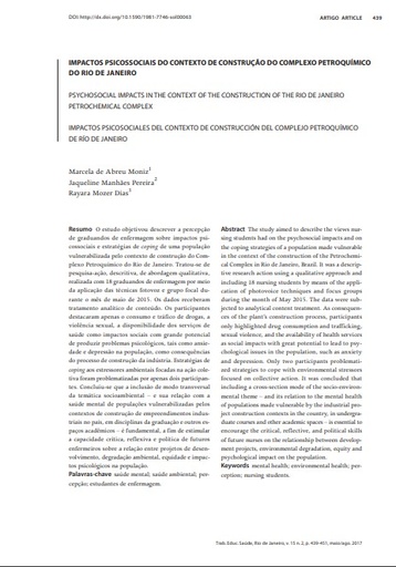 IMPACTOS PSICOSSOCIAIS DO CONTEXTO DE CONSTRUÇÃO DO COMPLEXO PETROQUÍMICO DO RIO DE JANEIRO