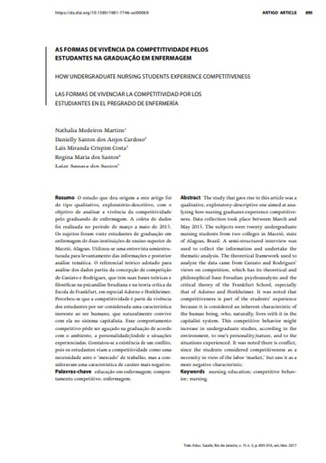 AS FORMAS DE VIVÊNCIA DA COMPETITIVIDADE PELOS ESTUDANTES NA GRADUAÇÃO EM ENFERMAGEM