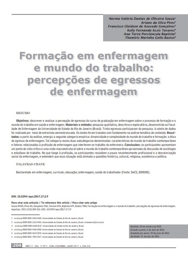 Formação em enfermagem e mundo do trabalho: percepções de egressos de enfermagem