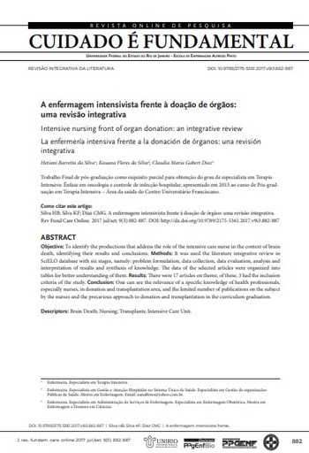 A enfermagem intensivista frente à doação de órgãos: uma revisão integrativa