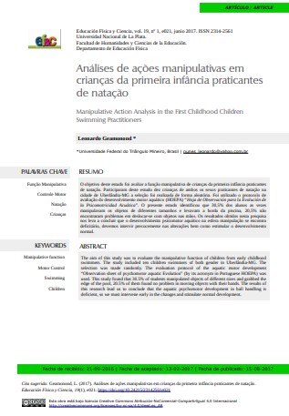 Análises de ações manipulativas em crianças da primeira infância praticantes de natação