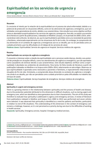 Espiritualidade nos serviços de urgência e emergência
