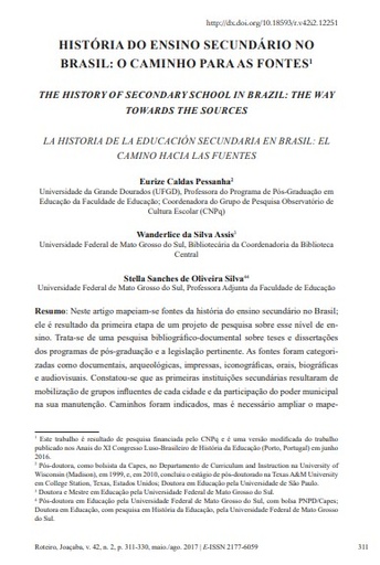 HISTÓRIA DO ENSINO SECUNDÁRIO NO BRASIL: O CAMINHO PARA AS FONTES