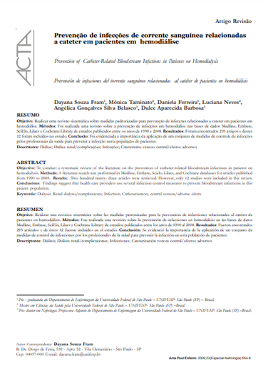 Prevenção de infecções de corrente sanguínea relacionadas a cateter em pacientes em hemodiálise
