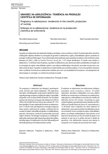 Gravidez na adolescência: tendência na produção científica de enfermagem
