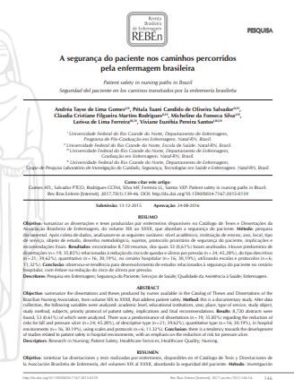 A segurança do paciente nos caminhos percorridos pela enfermagem brasileira
