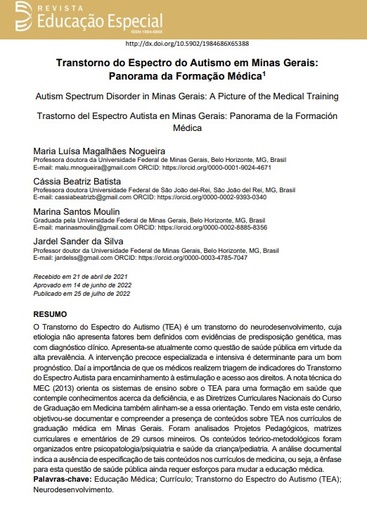 Transtorno do Espectro do Autismo em Minas Gerais: Panorama da Formação Médica