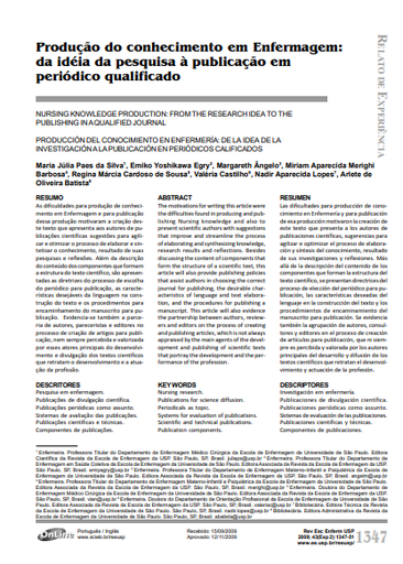 Produção do conhecimento em Enfermagem: da idéia da pesquisa à publicação em periódico qualificado