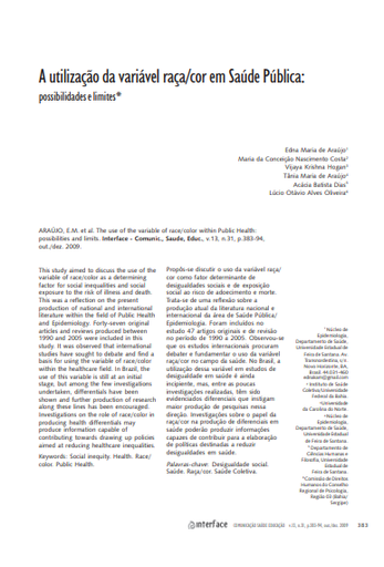 A utilização da variável raça/cor em Saúde Pública: possibilidades e limites