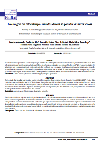 Enfermagem em estomaterapia: cuidados clínicos ao portador de úlcera venosa