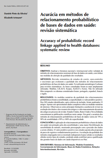 Acurácia em métodos de relacionamento probabilístico de bases de dados em saúde: revisão sistemática