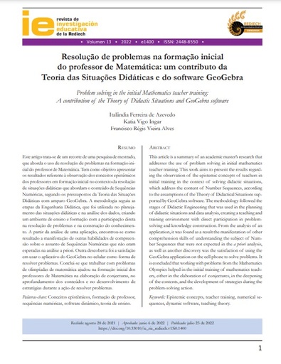 Resolução de problemas na formação inicial do professor de Matemática: um contributo da Teoria das Situações Didáticas e do software GeoGebra