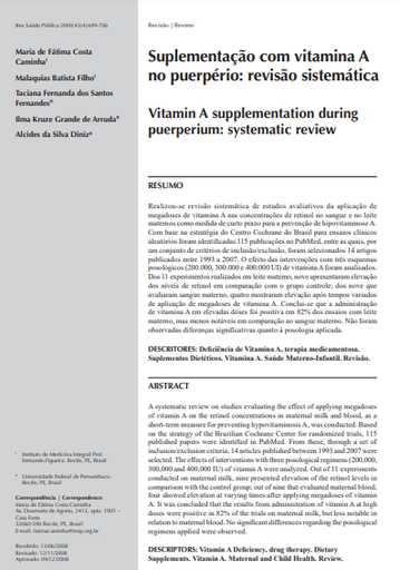 Suplementação com vitamina A no puerpério: revisão sistemática