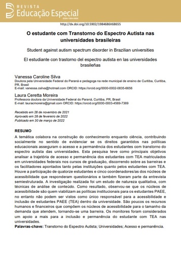 O estudante com Transtorno do Espectro Autista nas universidades brasileiras