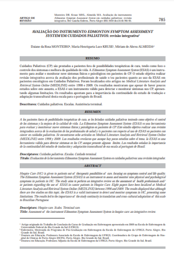 Avaliação do instrumento Edmonton Symptom Assessment System em cuidados paliativos: revisão integrativa