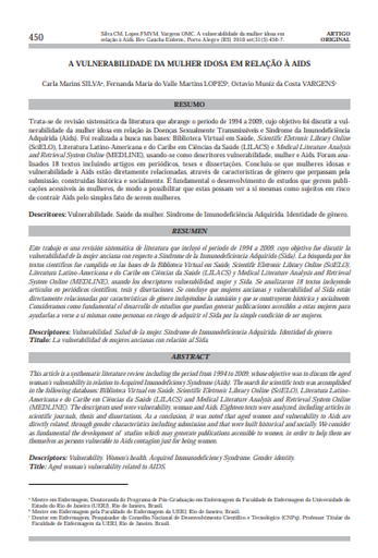A vulnerabilidade da mulher idosa em relação à AIDS