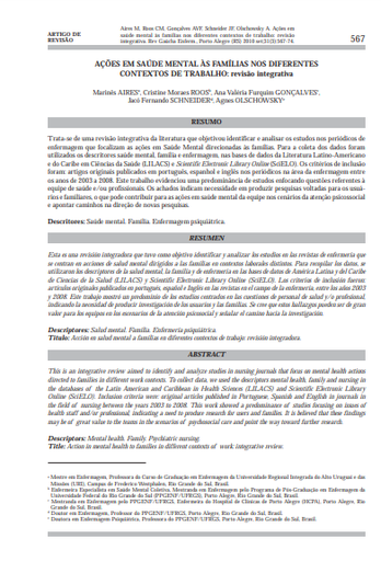 Ações em saúde mental às famílias nos diferentes contextos de trabalho: revisão integrativa