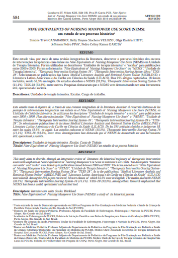 Nine Equivalents of Nursing Manpower Use Score (NEMS): um estudo de seu processo histórico