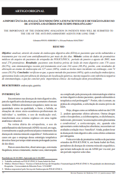 A importância da avaliação endoscópica em pacientes que deverão fazer uso de antiinflamatórios por tempo prolongado