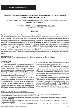 Triagem urinária para erros inatos do metabolismo em crianças com atraso no desenvolvimento