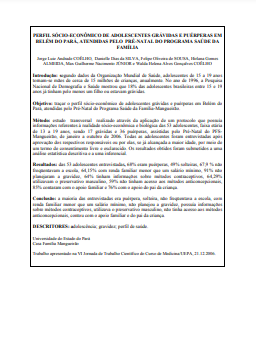 Perfil sócio-econômico de adolescentes grávidas e puérperas em Belém do Pará, atendidas pelo Pré-Natal do &quot;Programa Saúde da Família&quot;