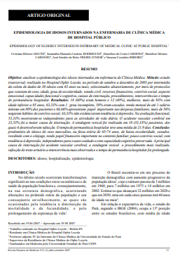 Epidemiologia de idosos internados na enfermaria de clínica médica de hospital público