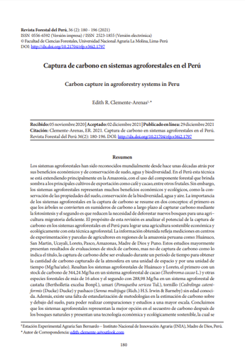 Captura de carbono en sistemas agroforestales en el Perú