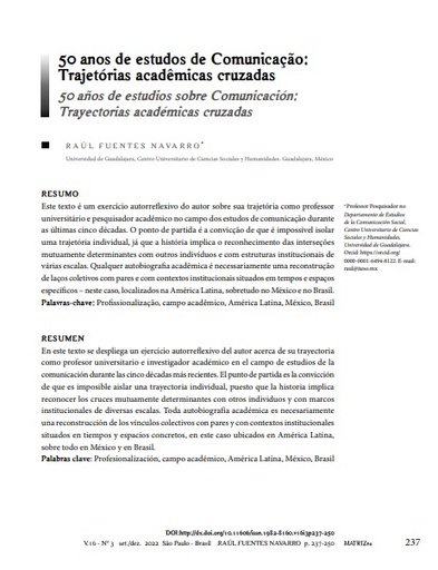 50 anos de estudos de Comunicação: Trajetórias acadêmicas cruzadas
