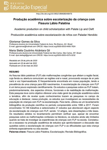 Produção acadêmica sobre escolarização da criança com fissura lábio palatina