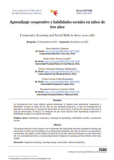 Aprendizaje cooperativo y habilidades sociales en niños de tres años