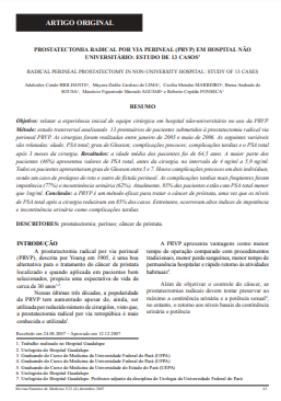 Protastectomia radical por via perinal (PRVP) em hospital não universitário: estudo de 13 casos