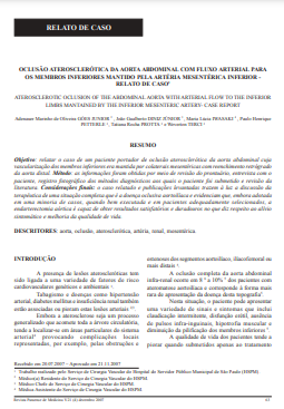 Oclusão aterosclerótica da aorta abdominal com fluxo arterial para os membros inferiores mantido pela artéria mesentérica inferior: Relato de caso