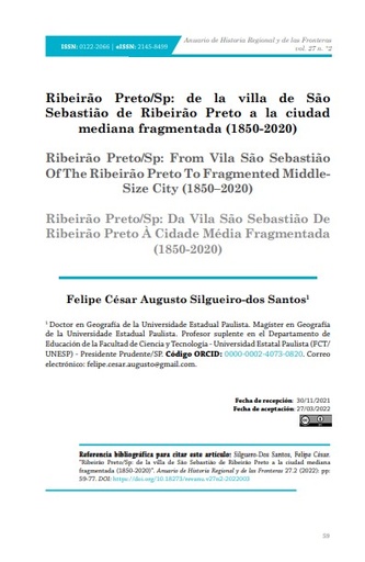 Ribeirão Preto/Sp: de la villa de São Sebastião de Ribeirão Preto a la ciudad mediana fragmentada (1850-2020)