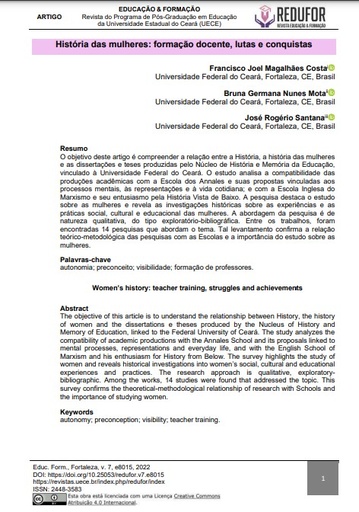 História das mulheres: formação docente, lutas e conquistas