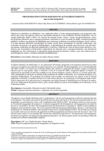 Programas educativos baseados no autogerenciamento: uma revisão integrativa