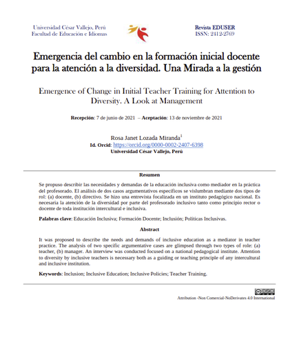 Emergencia del cambio en la formación inicial docente para la atención a la diversidad.