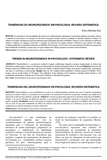 Tendências do neurofeedback em psicologia: revisão sistemática