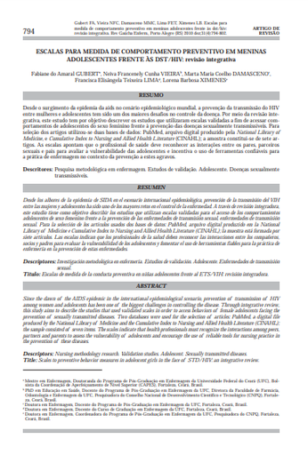 Escalas para medida de comportamento preventivo em meninas adolescentes frente às DST/HIV: revisão integrativa