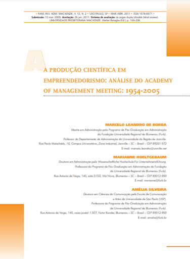 A produção científica em empreendedorismo: análise do academy of management meeting: 1954-2005