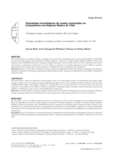Estratégias tecnológicas de ensino associadas ao treinamento em Suporte Básico de Vida