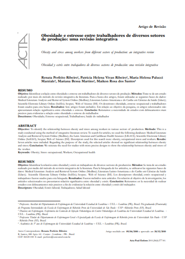 Obesidade e estresse entre trabalhadores de diversos setores de produção: uma revisão integrativa