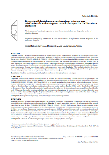 Respostas fisiológicas e emocionais ao estresse em estudantes de enfermagem: revisão integrativa da literatura científica