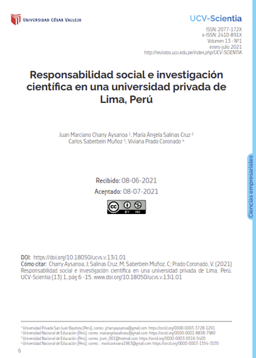 Responsabilidad social e investigación científica en una universidad privada de Lima, Perú