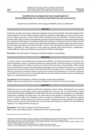 Tendências da produção do conhecimento de enfermagem no controle de infecção em oncologia
