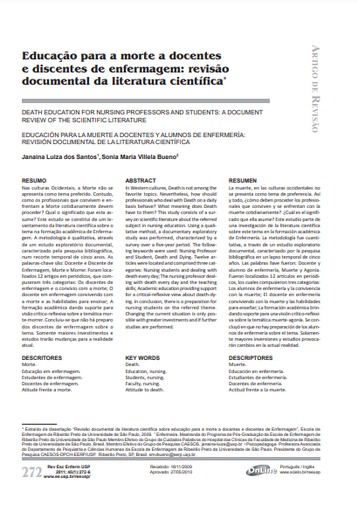 Educação para a morte a docentes e discentes de enfermagem: revisão documental da literatura científica